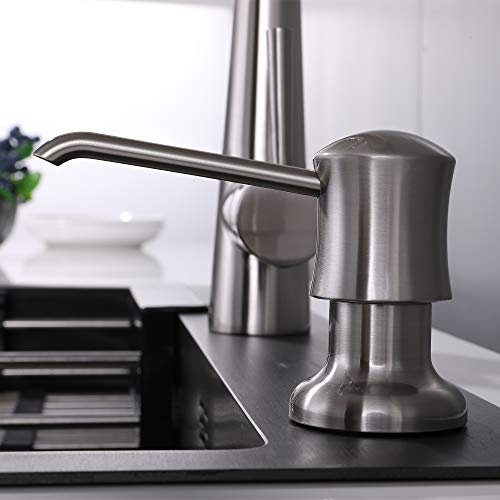 Soap Dispenser for Kitchen Sink Brushed Nickel, Built-in and Refill-from-Top Design with Liquid Hand & Dish Soap Bottle