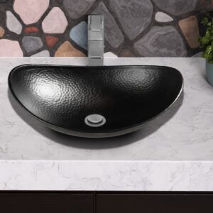 Monarch Abode 19186 Hand Hammered Matte Black Harbor Vessel Bathroom Sink (19 inches)