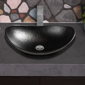 Monarch Abode 19186 Hand Hammered Matte Black Harbor Vessel Bathroom Sink (19 inches)