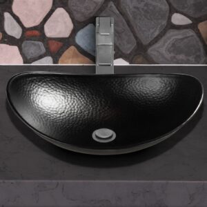 Monarch Abode 19186 Hand Hammered Matte Black Harbor Vessel Bathroom Sink (19 inches)