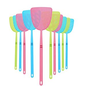 10 pieces fly swatter, colorful strong flexible manual fly swat set plastic durable fly swatter