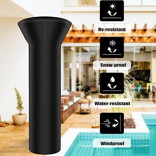 SIRUITON Patio Heater Covers with Zipper and Air Vent,Waterproof,Dustproof,Wind-Resistant,UV-Resistant,Snow-Resistant,（87" Height x 33" Dome x 19" Base,Black）