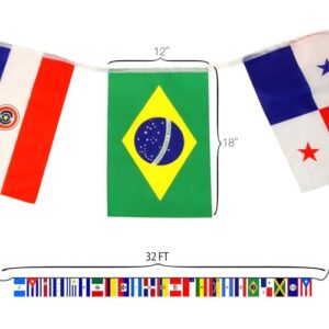 Anley Latin America 23 Countries String Flags - Assorted Latino Flag Banners for Heritage Hispanic Month International Events Conference Party Decoration Sports Bars - 32 Ft 23 Flags