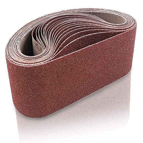 Coceca 3x18 Inch Sanding Belts, 21 Packs Belt Sander Paper Aluminum Oxide Sandpaper (Assorted 3 Each of 40 60 80 120 180 240 320 Grit) for Sander Woodworking