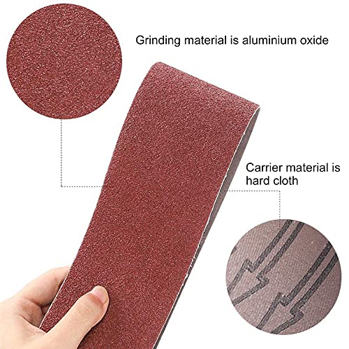 Coceca 3x18 Inch Sanding Belts, 21 Packs Belt Sander Paper Aluminum Oxide Sandpaper (Assorted 3 Each of 40 60 80 120 180 240 320 Grit) for Sander Woodworking