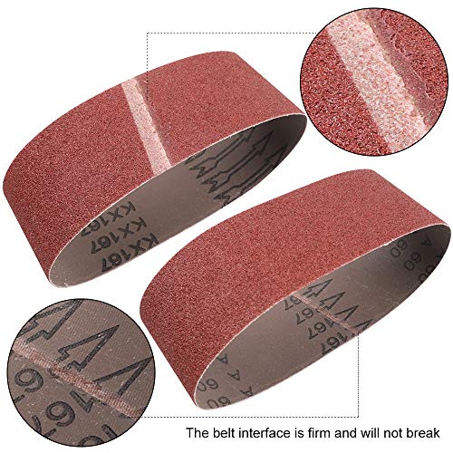 Coceca 3x18 Inch Sanding Belts, 21 Packs Belt Sander Paper Aluminum Oxide Sandpaper (Assorted 3 Each of 40 60 80 120 180 240 320 Grit) for Sander Woodworking