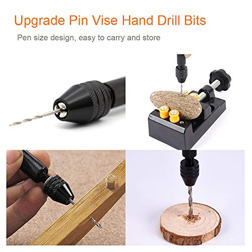 Professional Pin Vise Hand Drill Bits, Mini Twist Drill Bits Set (0.8-3.0mm), Precision Hand Drill Bits Rotary Tools Set of 11, for Metal Wood, Manual Work DIY, Jewelry, Assembling, Model Making