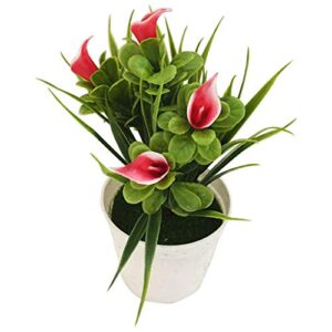 litymitzromq artificial flowers outdoor plants, 1pc potted artificial flower bonsai for home desk patio yard garden stage office wedding restaurant party cafe shop decoration gift red