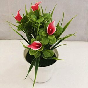 litymitzromq Artificial Flowers Outdoor Plants, 1Pc Potted Artificial Flower Bonsai for Home Desk Patio Yard Garden Stage Office Wedding Restaurant Party Cafe Shop Decoration Gift Red