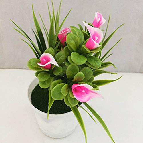 litymitzromq Artificial Flowers Outdoor Plants, 1Pc Potted Artificial Flower Bonsai for Home Desk Patio Yard Garden Stage Office Wedding Restaurant Party Cafe Shop Decoration Gift Red