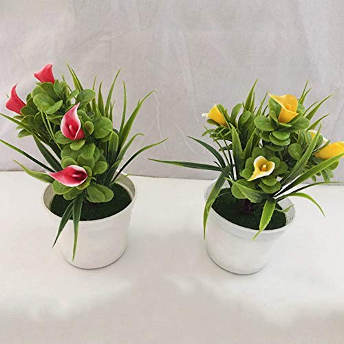 litymitzromq Artificial Flowers Outdoor Plants, 1Pc Potted Artificial Flower Bonsai for Home Desk Patio Yard Garden Stage Office Wedding Restaurant Party Cafe Shop Decoration Gift Red