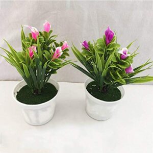 litymitzromq Artificial Flowers Outdoor Plants, 1Pc Potted Artificial Flower Bonsai for Home Desk Patio Yard Garden Stage Office Wedding Restaurant Party Cafe Shop Decoration Gift Red