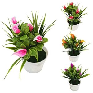 litymitzromq Artificial Flowers Outdoor Plants, 1Pc Potted Artificial Flower Bonsai for Home Desk Patio Yard Garden Stage Office Wedding Restaurant Party Cafe Shop Decoration Gift Red