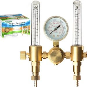 Argon Regulator Dual Co2 Flowmeter for TIG MIG Welder Gas and back purge 60 SFCH - CGA 580 inlet connection and 5/8" x 18RH outlet fitting - Accurate Gas Metering Delivery System by Manatee