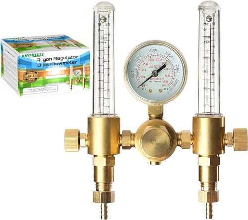 Argon Regulator Dual Co2 Flowmeter for TIG MIG Welder Gas and back purge 60 SFCH - CGA 580 inlet connection and 5/8" x 18RH outlet fitting - Accurate Gas Metering Delivery System by Manatee