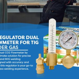 Argon Regulator Dual Co2 Flowmeter for TIG MIG Welder Gas and back purge 60 SFCH - CGA 580 inlet connection and 5/8" x 18RH outlet fitting - Accurate Gas Metering Delivery System by Manatee