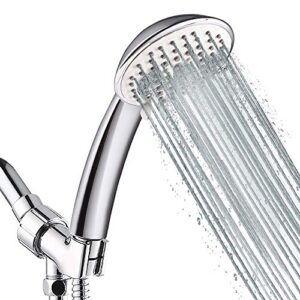 5-setting high pressure handheld shower head, nearmoon multi-functions powerful spray hand held showerhead with adjustable angle bracket, chrome (with 60 inches stainless steel hose)