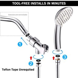 5-Setting High Pressure Handheld Shower Head, NearMoon Multi-functions Powerful Spray Hand Held Showerhead with Adjustable Angle Bracket, Chrome (with 60 Inches Stainless Steel Hose)