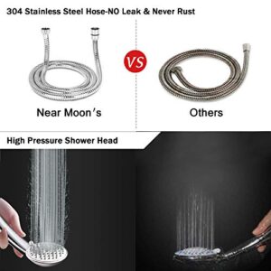 5-Setting High Pressure Handheld Shower Head, NearMoon Multi-functions Powerful Spray Hand Held Showerhead with Adjustable Angle Bracket, Chrome (with 60 Inches Stainless Steel Hose)