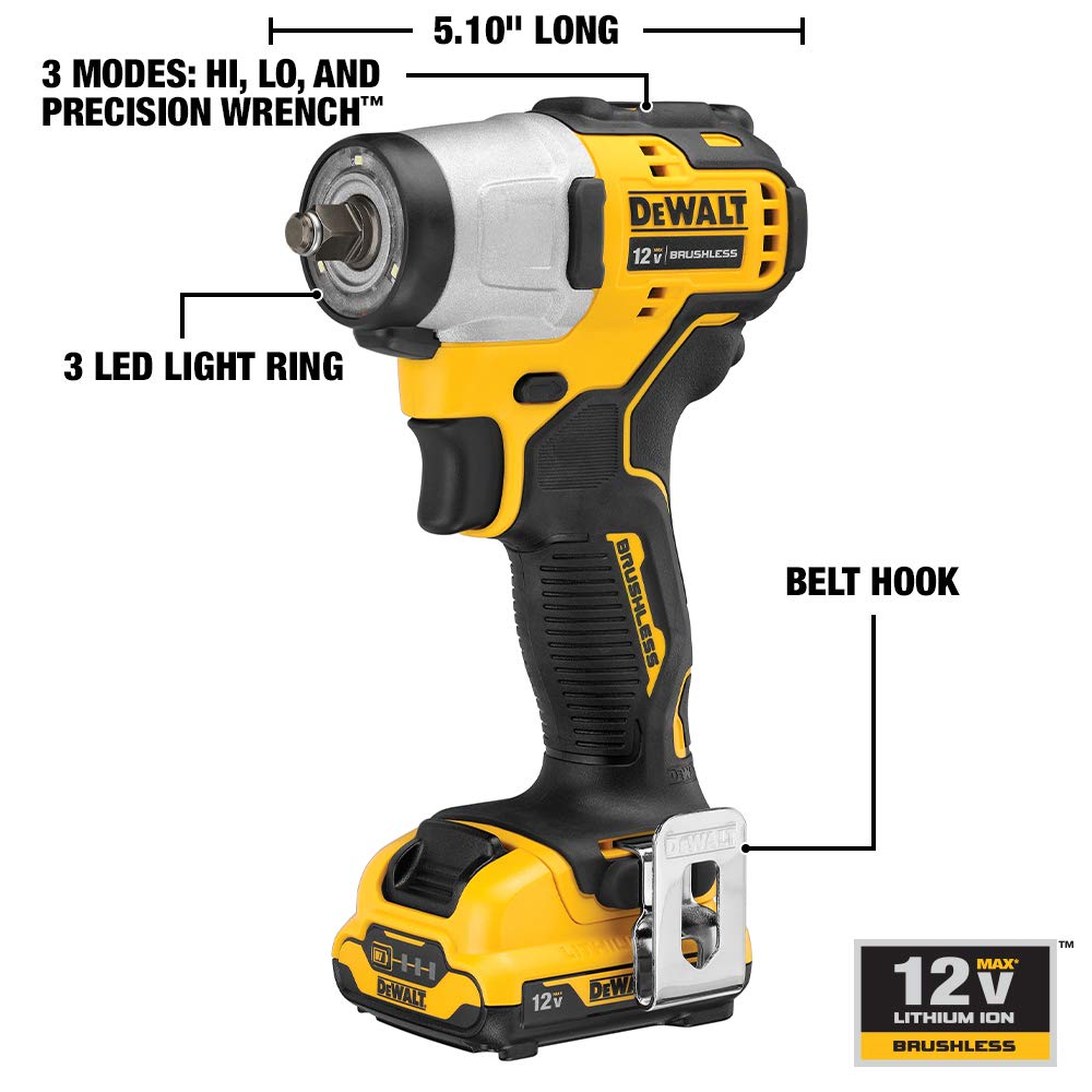 DEWALT XTREME 12V MAX* Impact Wrench, Cordless Kit, 3/8-Inch (DCF902F2)