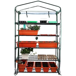 Worth Garden 50% Extra Wide Mini Greenhouse 5 Tier Portable Plant Green House 40in Wide -Sturdy Gardening Shelves with PVC Cover - Indoor & Outdoor Wheatgrass Growing - 19″x40″x75″