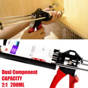 Dual Epoxy Gun for 200 mL/6.75 fl oz (2:1 Mix Ratio) Double Cartridge Panel Bond 08115-08116 （Scarlet & Black）