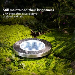 GIGALUMI Solar Ground Lights 12 Pack, 8 LED Automatic Solar Garden Lights, Waterproof Solar Powered In-Ground Lights Outdoor for Pathway Yard Landscape Patio Walkway and Lawn (Cold White)