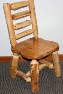 cedar log ladder back chair