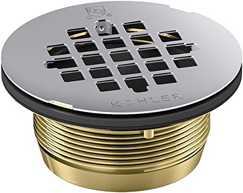 KOHLER K-22675-S Round Brass Shower Receptor Drain, Stainless Finish