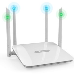 wifi router 1200mbps, wavlink smart router dual band 5ghz+2.4ghz, wireless internet routers for home & gaming with amplifiers pa+lna | 2x2 mimo antennas | support router/access point/wisp mode