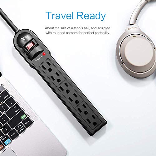 KMC 6-Outlet Surge Protector Power Strip 10-Pack, 735 Joules, Overload Protection, 2-Foot Cord