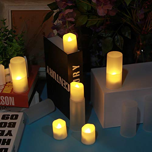 Rechargeable Flameless Candles Tea Lights, LED Candles Flickering Fake Candles with Remote & Timer, Warm White Tealights for Parties, Weddings, Christmas, Bar, Family, Dinner Outdoor Picnic Decoration