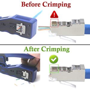 VCE RJ45 Pass Through Crimp Tool with Replacement Blades for Cat6a Cat6 Cat5e Cat5 Connector, All-in-One Ethernet Cable Crimping Tool Wire Stripper Cutter