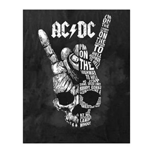 ac/dc band - highway to hell, iconic rock band song print, music wall art decor for music room decor, studio decor, office decor, man cave & living room decor, unframed wall print - 8x10"