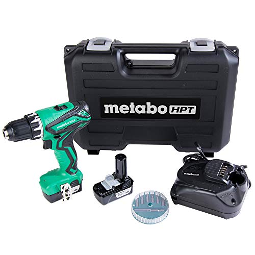 Metabo HPT Cordless Drill | 12V Peak | Includes 2-12V Lithium Ion Batteries | Carrying Case | 7 Piece Bit Set | Lifetime Tool Warranty (DS10DFL2)