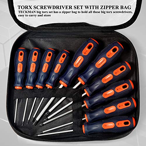 Torx Screwdriver Set,TECKMAN 10 in 1 Magnetic Torx Security Screwdrivers with T6 T8 T9 T10 T15 T20 T25 T27 T30 T40 Long Bit for Stihl Saws,Dyson Vacuum,Motorcycle,Bicycles,Automobile and Dishwasher