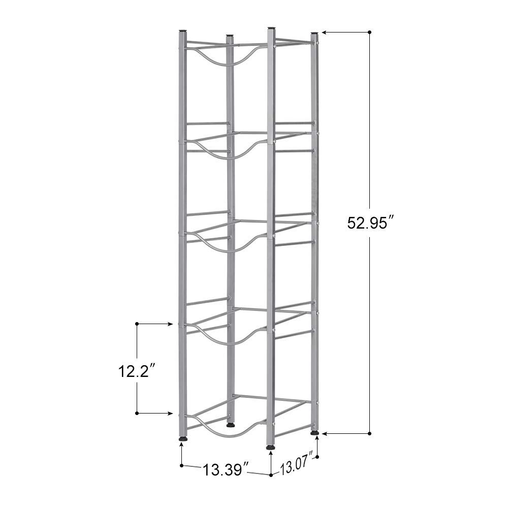 OYEAL Water Jug Stand 5 Tier Water Bottle Storage Organizer Detachable Heavy-Duty Water Rack for 5 Gallon Jug Dispenser Stand, Easy Assembly