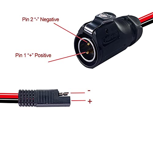 9M9 10AWG 2 Pin Power Industrial Circular Connector to SAE Adapter Cable for Furrion, Solar Suitcase LP-20 Waterproof RV Solar Port, Fit for Forrest River RV Solar Ports