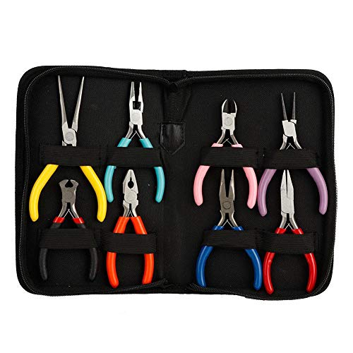 Steel Mini Pliers, 8pcs/set Professional Heavy Duty Plier Set, Long/Round/Flat Nose Pliers Jewelry Portable Lightweight Making Processing Tool for Trade and Domestic Use