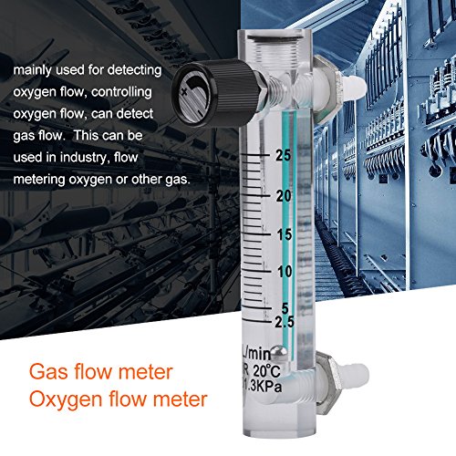 Oxygen Air Flow Meter,LZQ-5 2.5-25LPM Gas Flowmeter Regulator Flow Meter for Oxygen Air Gas Conectrator