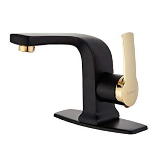 Modern Matte Black Bathroom Faucet,Single Handle Commercial Bathroom Sink Faucet Single Hole with 6 Inches Deck Kohonby