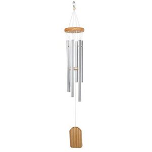 outdoor wind chime, wind chimes bells 6 metal tubes windchime for garden, yard, patio, home decoration and gift, silver color (white wind chimes)