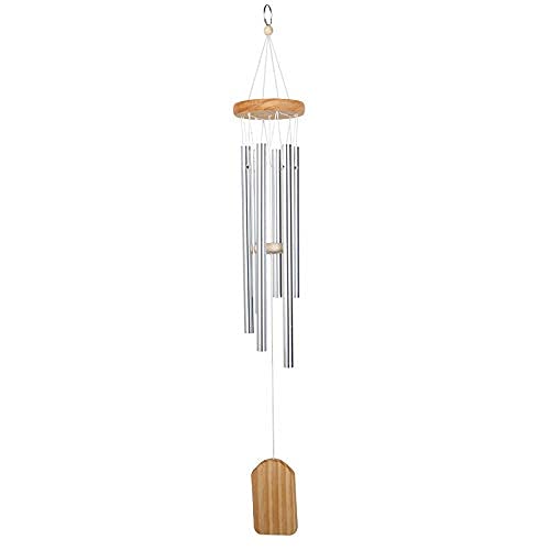 Outdoor Wind Chime, Wind Chimes Bells 6 Metal Tubes Windchime for Garden, Yard, Patio, Home Decoration And Gift, Silver color (White Wind Chimes)