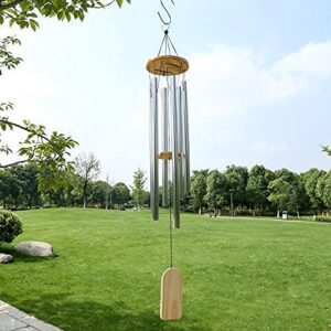 Outdoor Wind Chime, Wind Chimes Bells 6 Metal Tubes Windchime for Garden, Yard, Patio, Home Decoration And Gift, Silver color (White Wind Chimes)