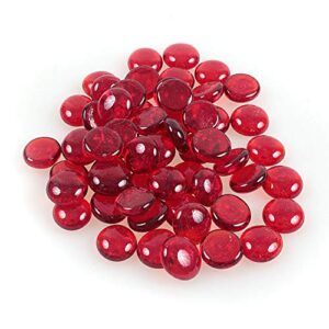 high luster reflective round fire glass gravel,glass marbles pebbles stones,glass beads,vase fillers for aquarium succulent garden decoration,17-19mm(2/3''-3/4''),335g/0.78lbs (red)
