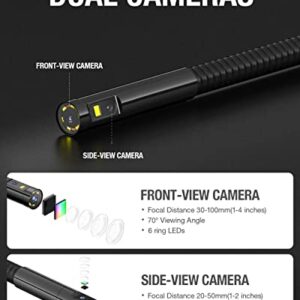 Teslong Inspection Camera, Dual Lens Endoscope Camera with Light 5" IPS Screen Digital Industrial Borescope,1080P Endoscope Waterproof Flexible Probe Borescope Camera with Light(16.4ft)