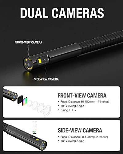 Teslong Inspection Camera, Dual Lens Endoscope Camera with Light 5" IPS Screen Digital Industrial Borescope,1080P Endoscope Waterproof Flexible Probe Borescope Camera with Light(16.4ft)