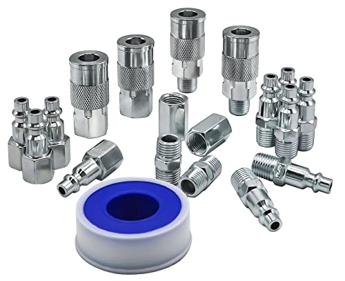 YOTOO 19 Pieces Air Hose Fittings, 1/4 NPT Industrial Air Coupler & Plug Kit