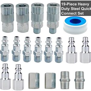 YOTOO 19 Pieces Air Hose Fittings, 1/4 NPT Industrial Air Coupler & Plug Kit