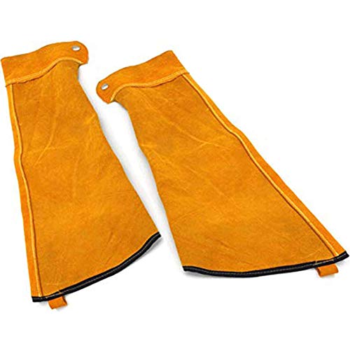 MOCOHANA Leather Welding Sleeves Arm Protection Heat Flame Resistant Heavy Duty with Adjustable Upper End Cuff Button Closure Welding Tools 1 Pair, Length 23.62"